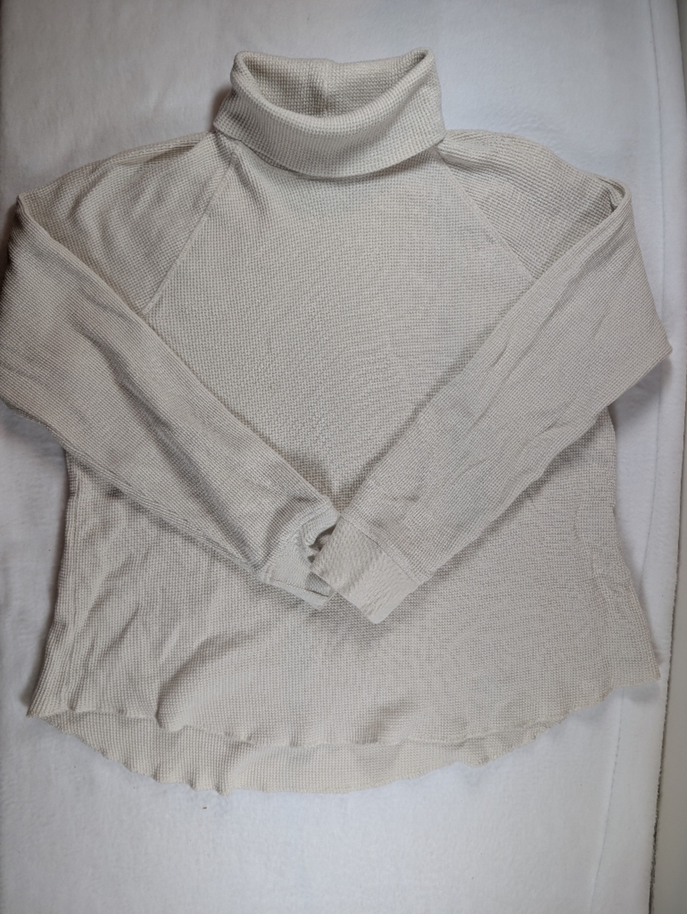Everlane Organic Cotton Cream Waffle-Knit Turtleneck Sweater S